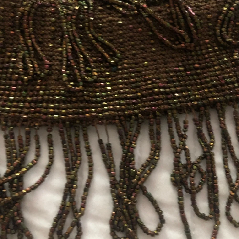 Antique Flapper Art Deco Beaded Purse Bronze Brown